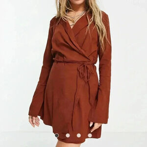 Free People Terracotta Wrap Blazer Dress
